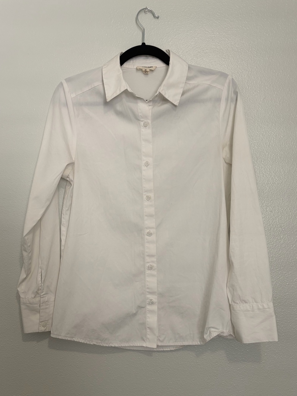 Open Edit White Button-Up Collared Shirt XS 100% Cotton
